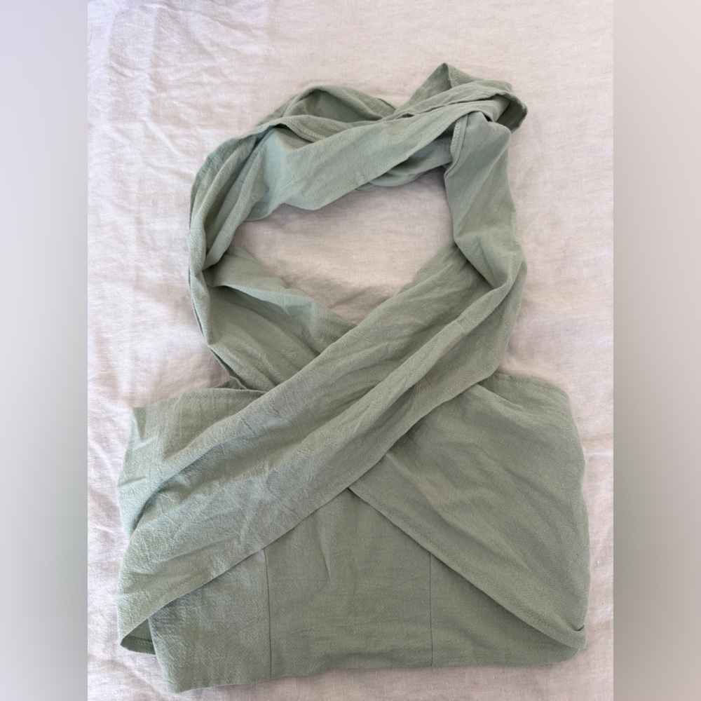 SHEIN Light Green Crisscross Blouse